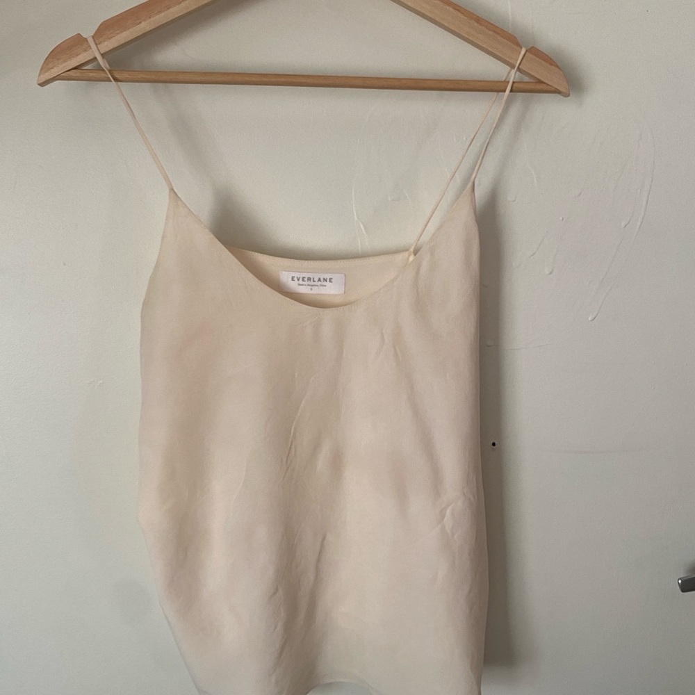 Everlane Soft Cream Silk Spaghetti Strap Camisole